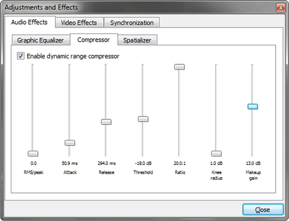 vlc video player normalize sound