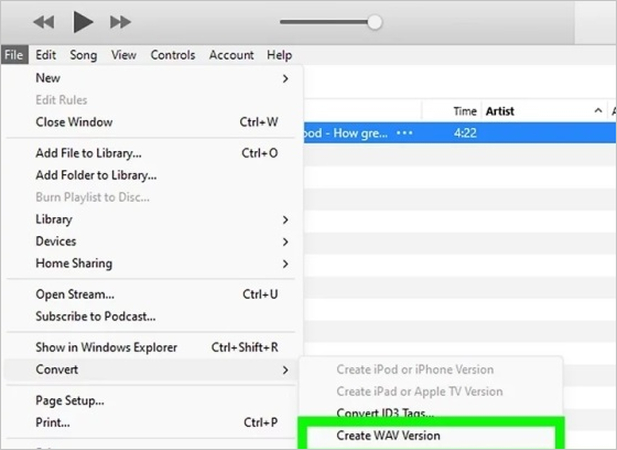 encode aiff to wav in iTunes