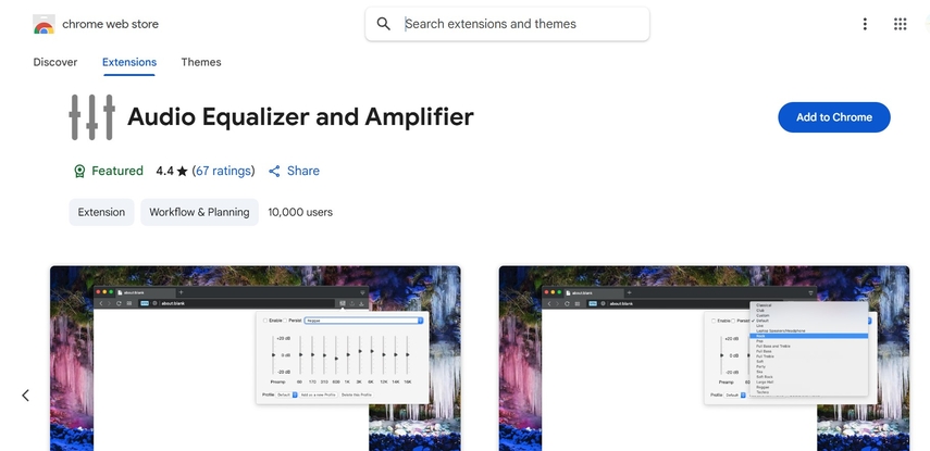 equalizer and amplifier to control audio