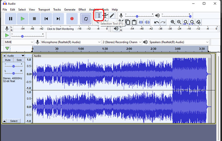 select the audio that contains the background noise