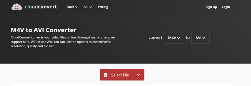 convert m4v to avi online using cloudconvert