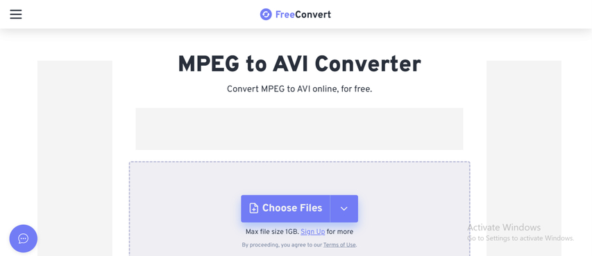 convert mpeg to avi online with freeconvert tool