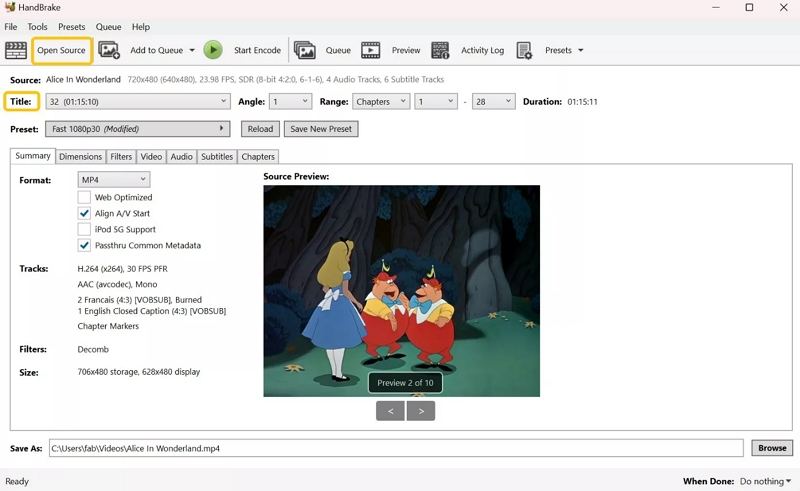 vob datei in mp4 umwandeln mit handbrake