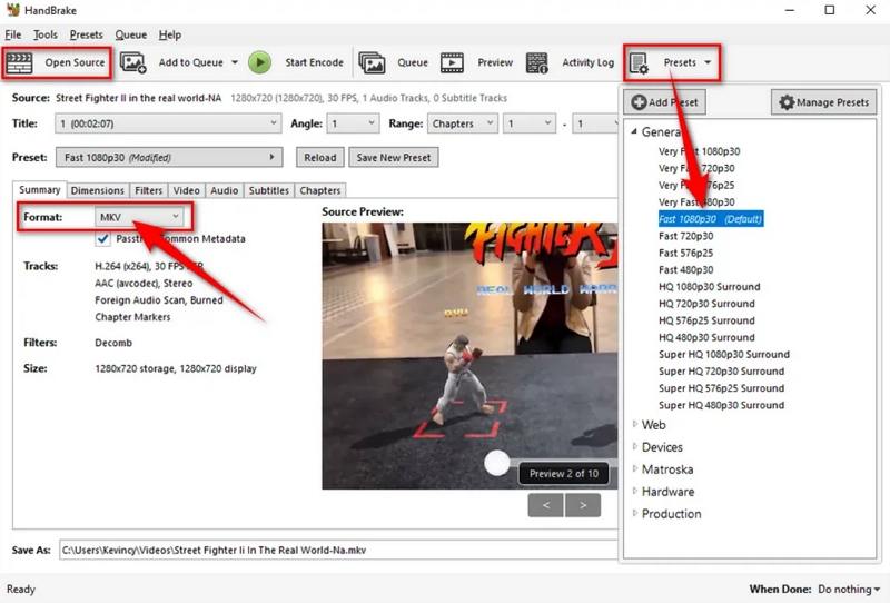 HandBrake VP9フォーマット選択