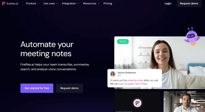 Fireflies.ai 사용 화면