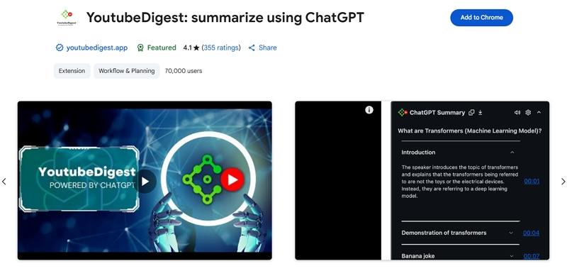 youtubedigest summarize