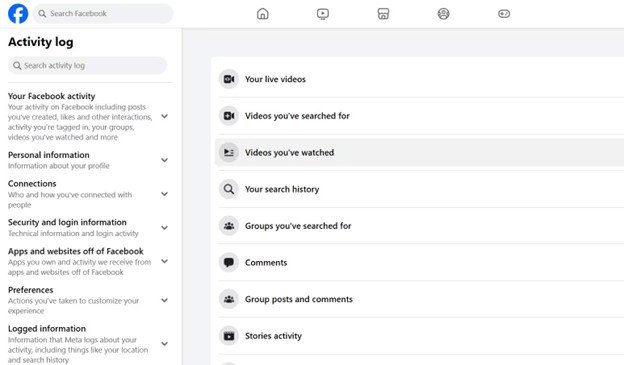 Facebook 觀看過的影片紀錄