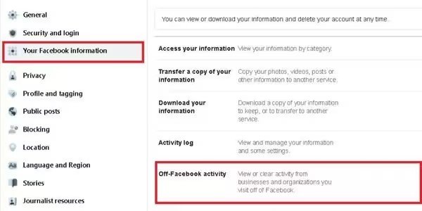 Select Off-Facebook Activity