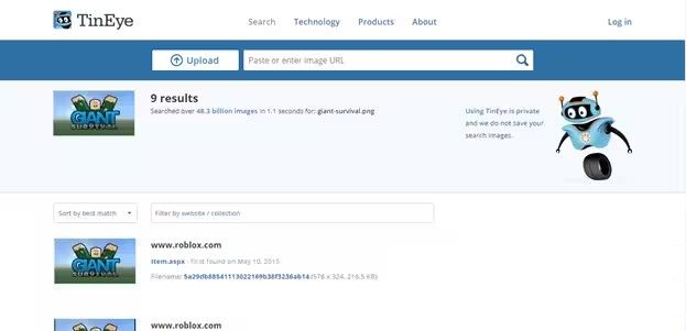 使用TinEye進行反向搜尋