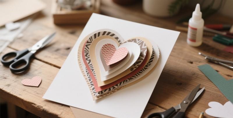 layered paper heart card