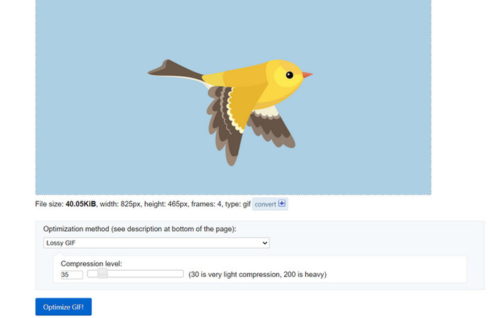 EZGIF GIF Optimizer features