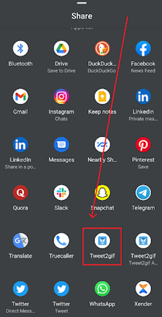 select tweet2gif to save gif