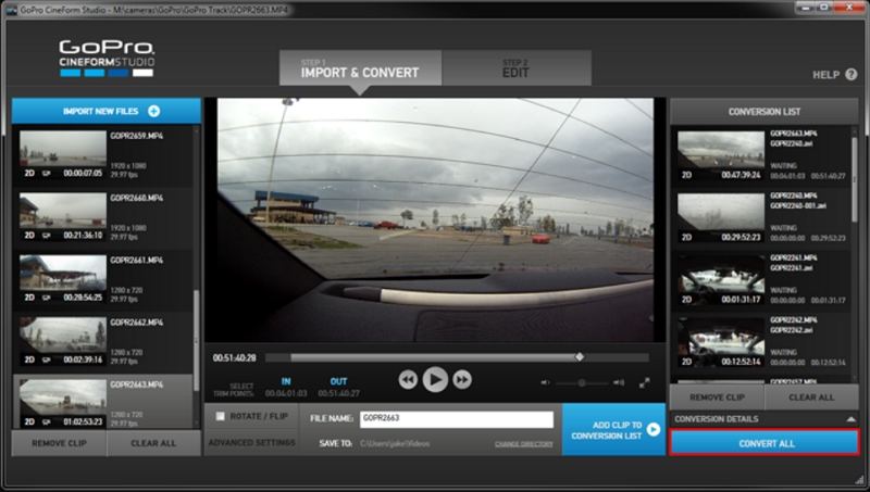 convertir vidéo avec gopro cineform studio