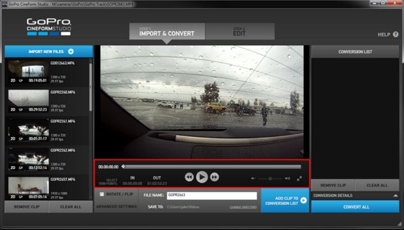 découpe vidéo gopro cineform studio