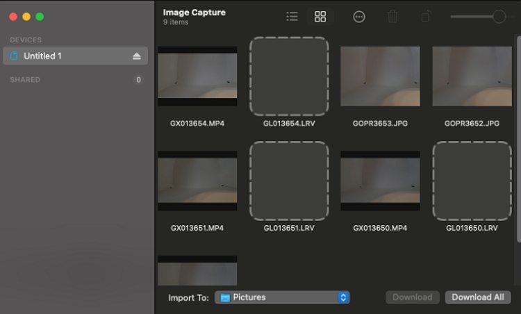 connecter gopro à mac via capture d'images