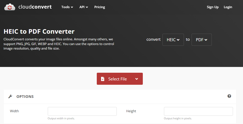 convert HEIC to PDF with CloudConvert