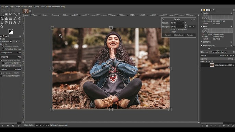 free jpeg compression to 100 kb with gimp