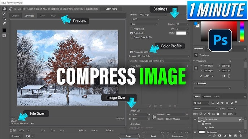 reduce jpeg to 100 kb with photoshop