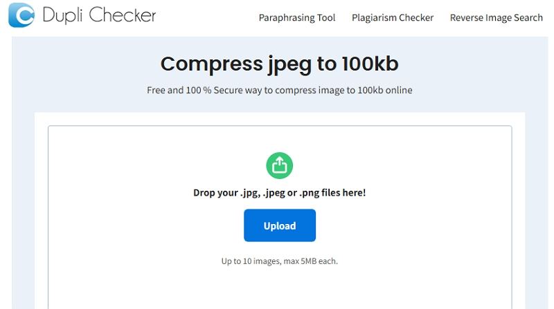 duplichecker compress jpeg to 100kb