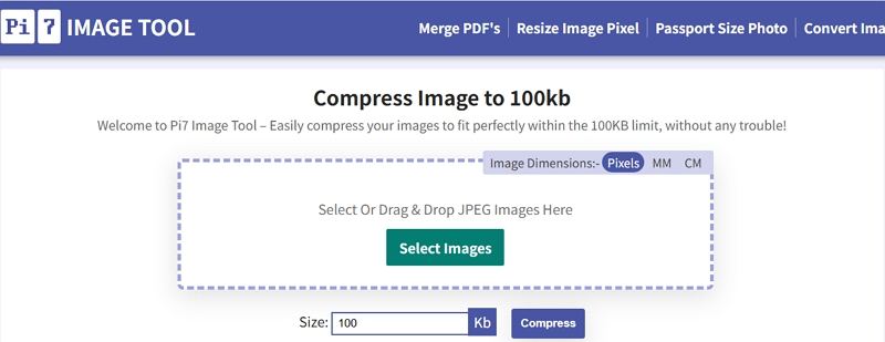 imagepi7 compress image to 100kb