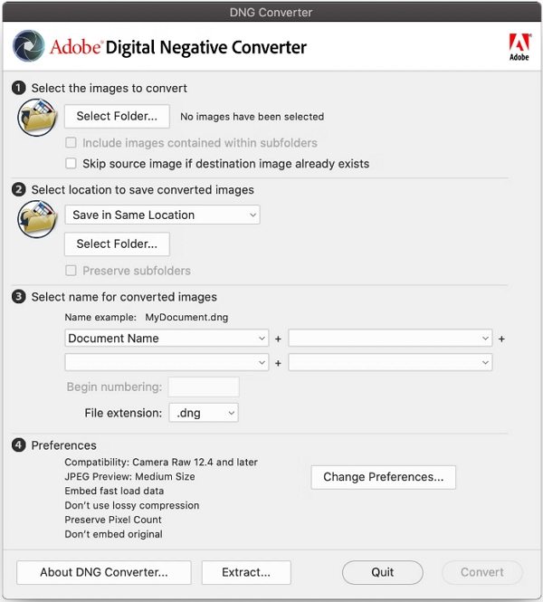 adobe arw para dng converter