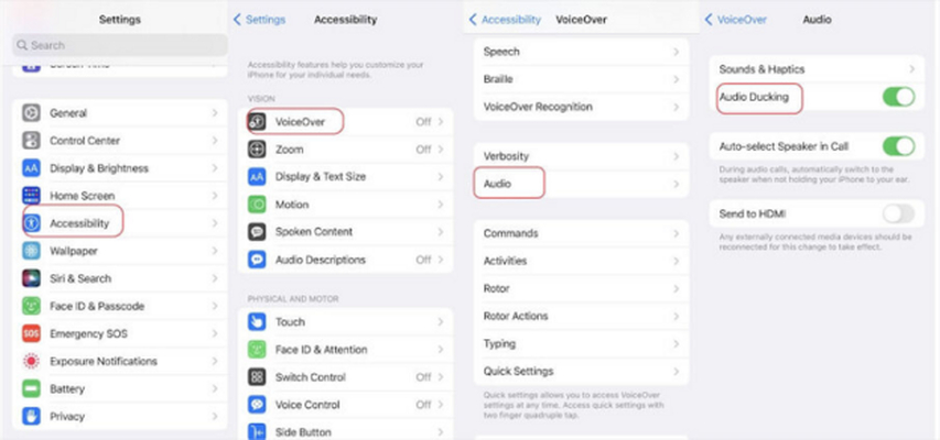 audio ducking settings iphone