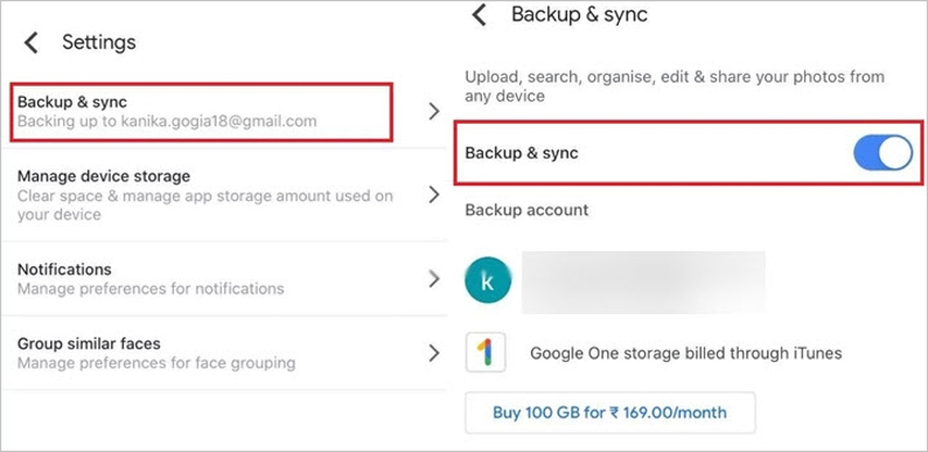 backup sync video google photos