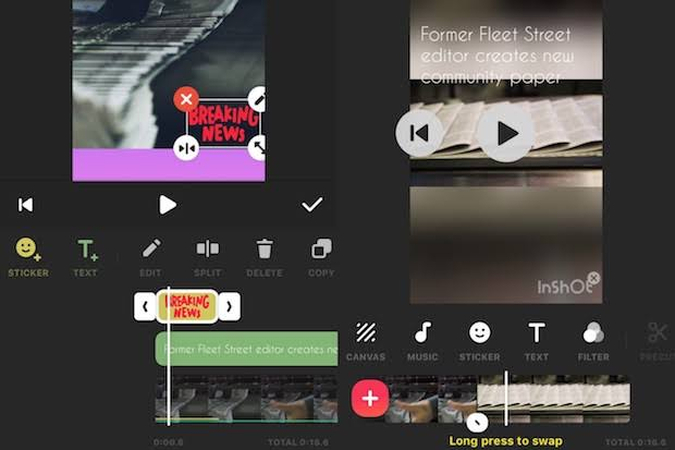 Add text to video app iPhone using InShot editor