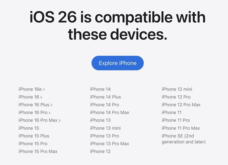 ios 26 supported devices