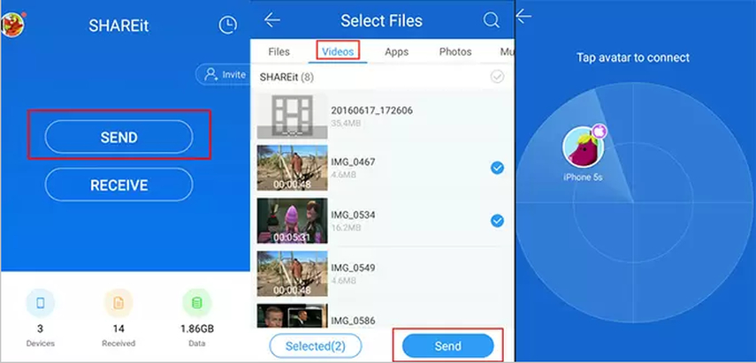 send video shareit android