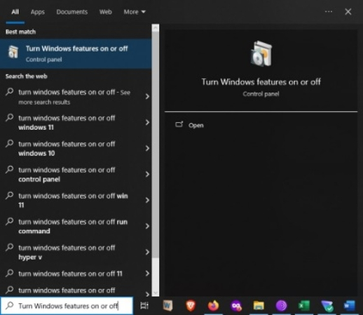 turn windows features on off