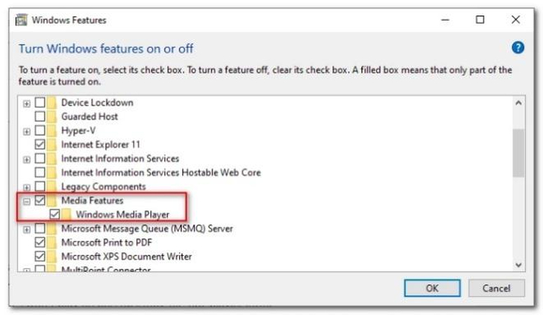 uninstall windows media player
