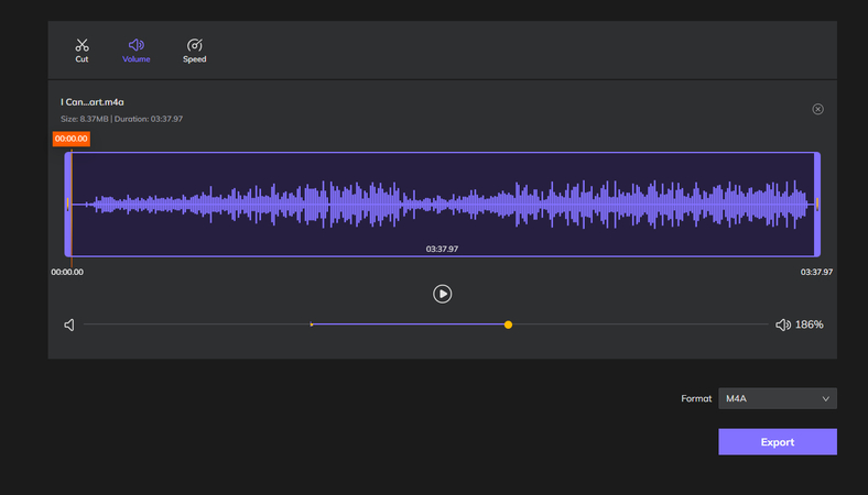 온라인에서 m4a 볼륨 변경