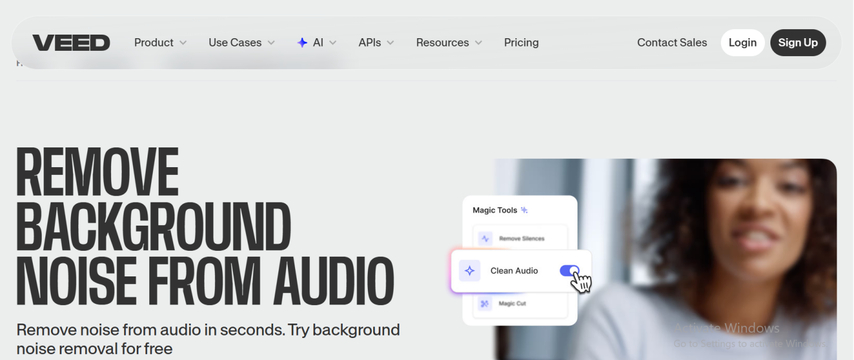 remove background noise from videos with veed