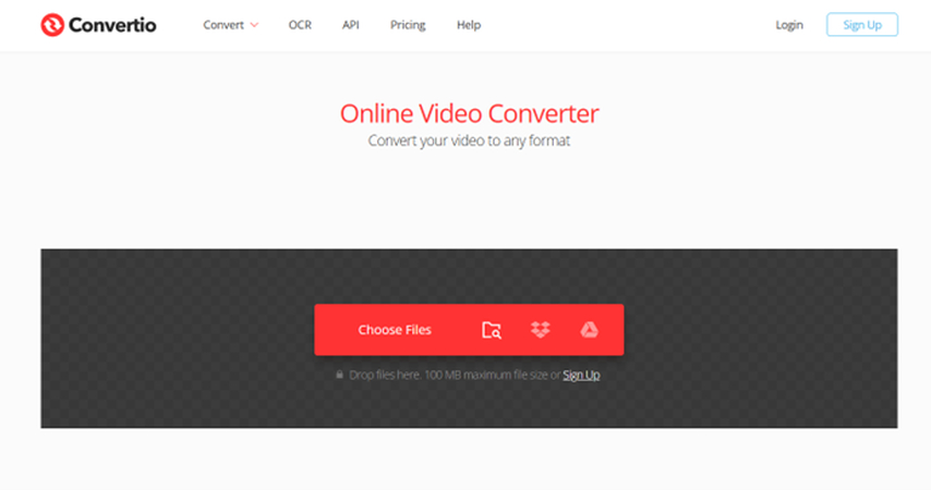 drag and drop hevc files to convert on convertio