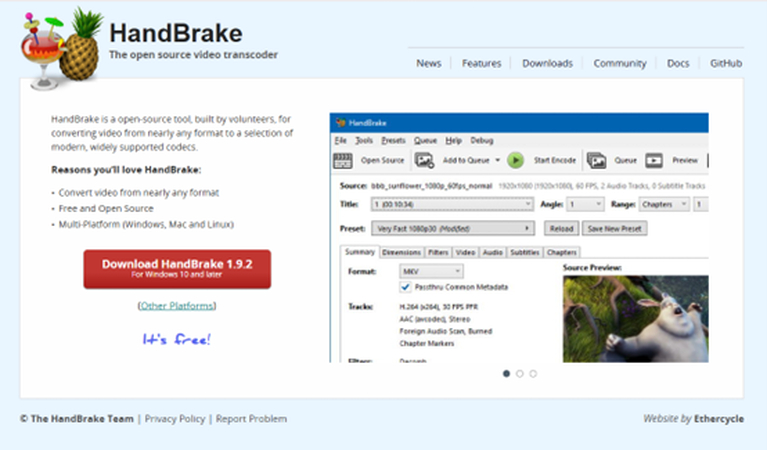 use handbrake to convert hevc to mov