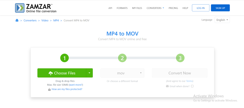 Convert MP4 to MOV via email link