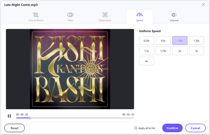 access mp3 speed editor settings