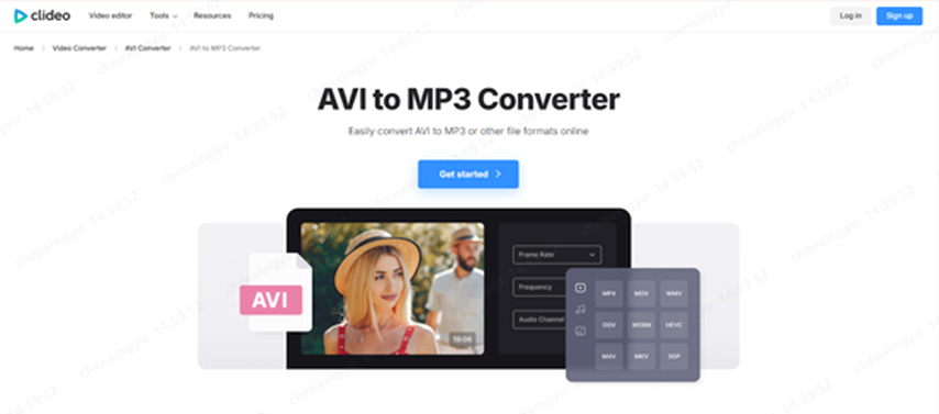 use clideo to convert avi file to mp3 with custom audio settings