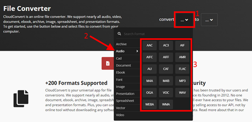 convert whatsapp audio to mps using cloudconvert