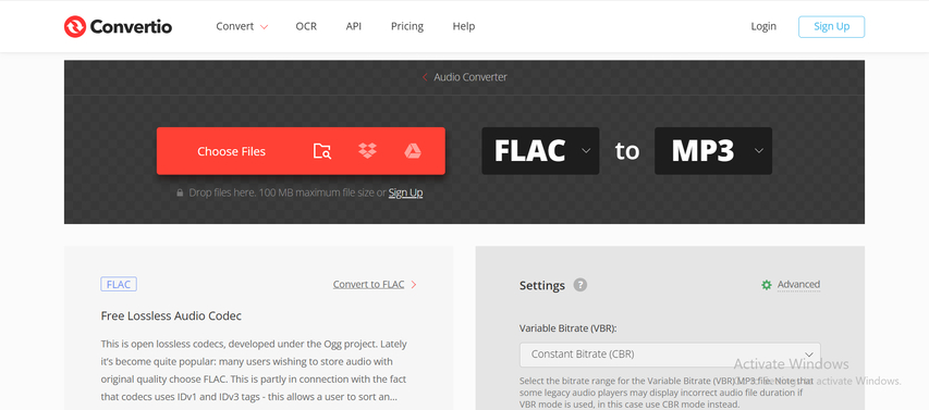 browser-based flac to mp3 converter