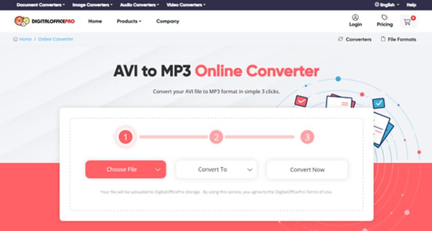 convert avi to mp3 using digital office pro online tool