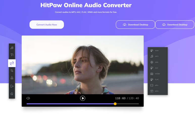 convert caf to mp3 using hitpaw online audio converter