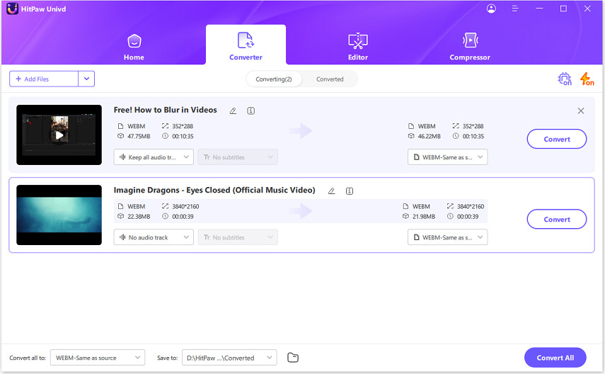 add webm files to hitpaw univd