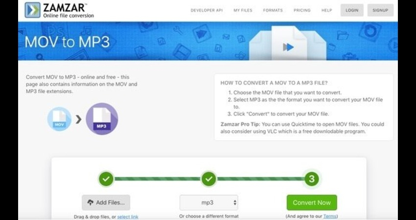 mov to mp3 with zamzar