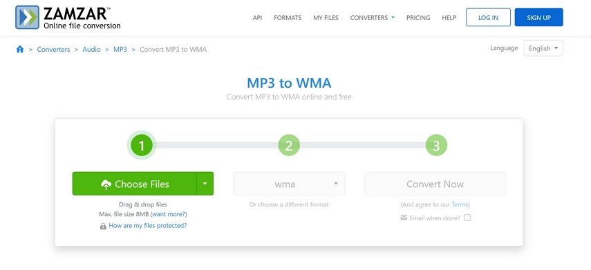 zamzar mp3 to wma online