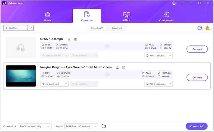 add opus files hitpaw univd