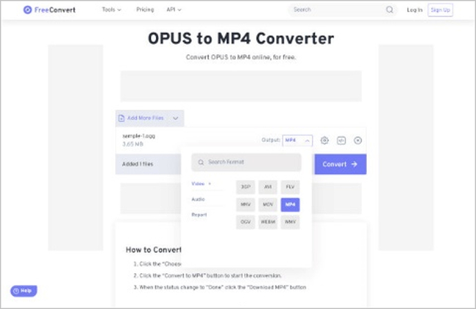 format de sortie mp4 freeconvert