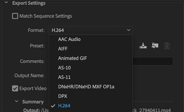 export premiere pro to mp4