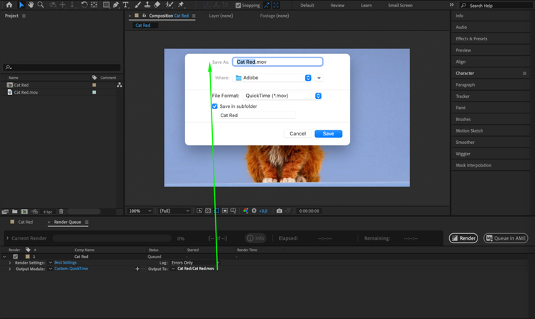 Setting file name and save location.
